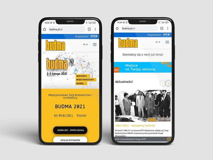 Widok mobile reklamy na stronie www.budma.pl.