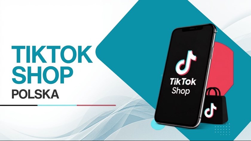 Grafiika przedstawiająca telefon z logotypem Tik Tok Shop.